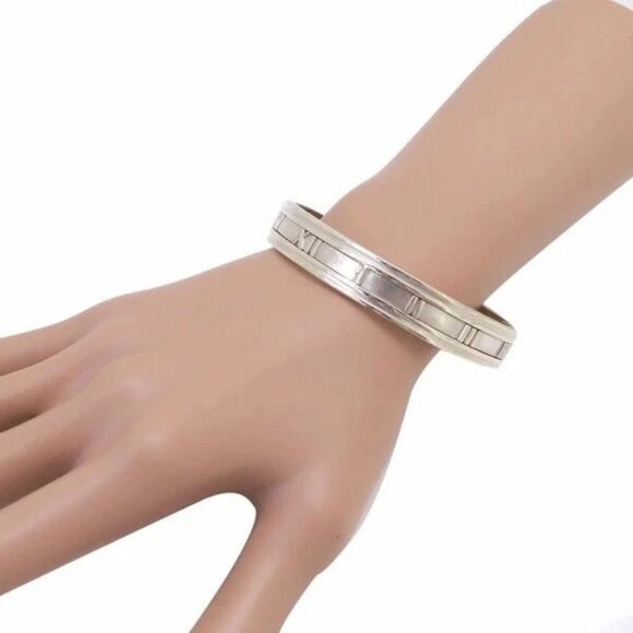 Tiffany & Co. Atlas Wide Bangle Bracelet 7.8" Silver 925 Auth #06593 - Picture 8 of 8